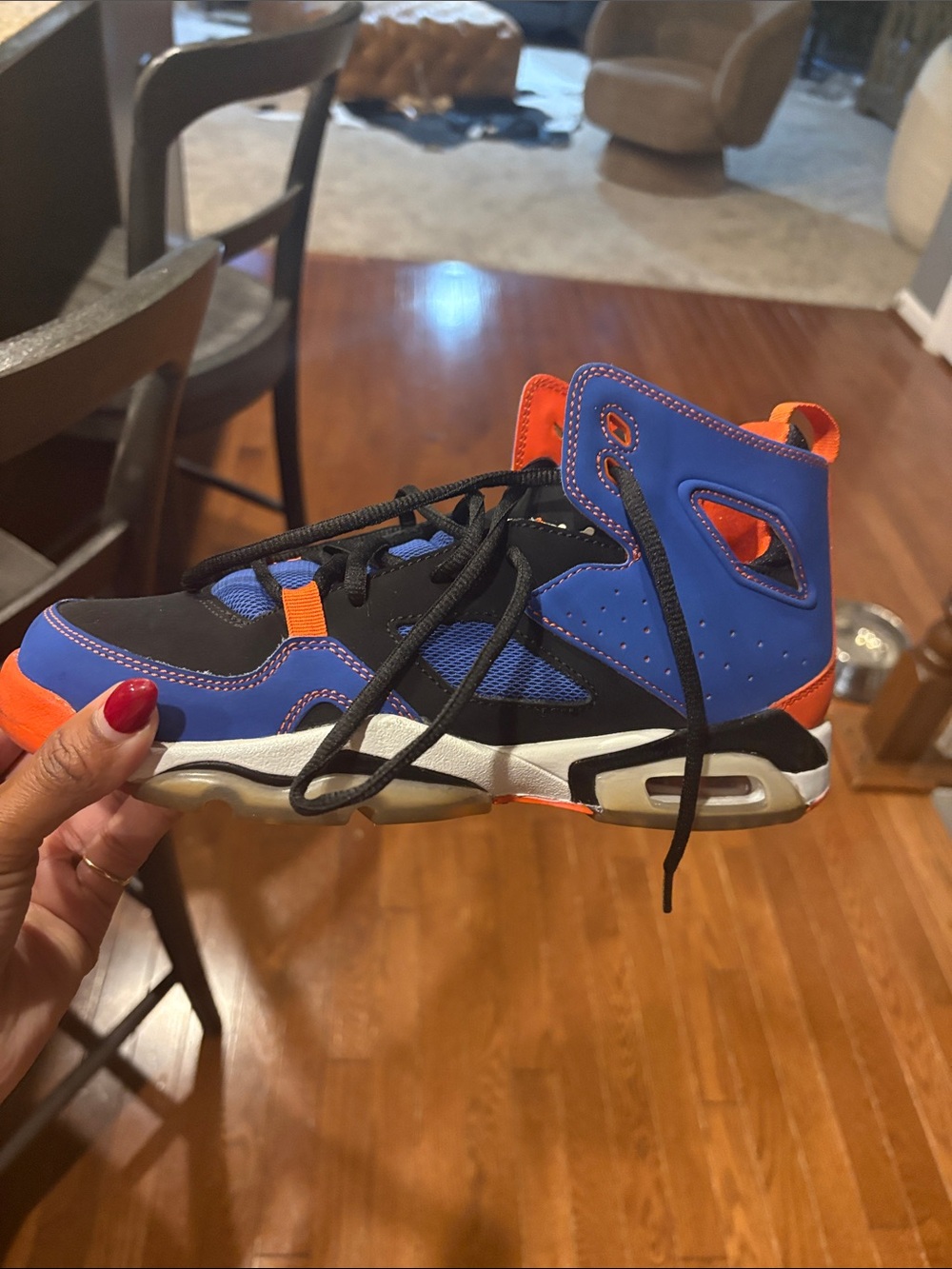 Jordan Kids High-Top Sneakers in Blue & Orange